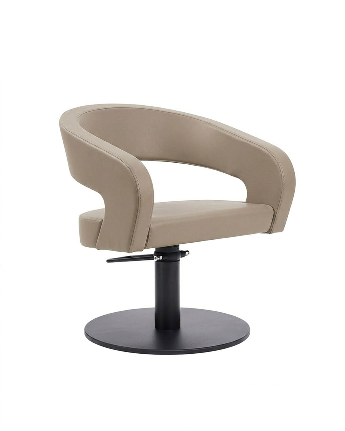 Greiner 50 - Beige klantstoel met zwarte schijfvoet